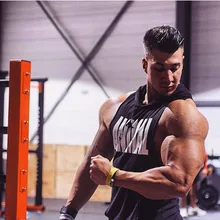 Спортивный жилет мужской стиль с капюшоном фитнес жилет Европа и Америка Мода хлопок широкие плечи жилет мужской