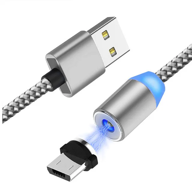 Магнитный usb-кабель type-C провод для быстрого заряда для samsung A8 A50 S9 Honor 9X htc U11 U19e Desire 19+ LG Stylo 5 G8 G7 Thinq G6 Q9 - Цвет: Серебристый