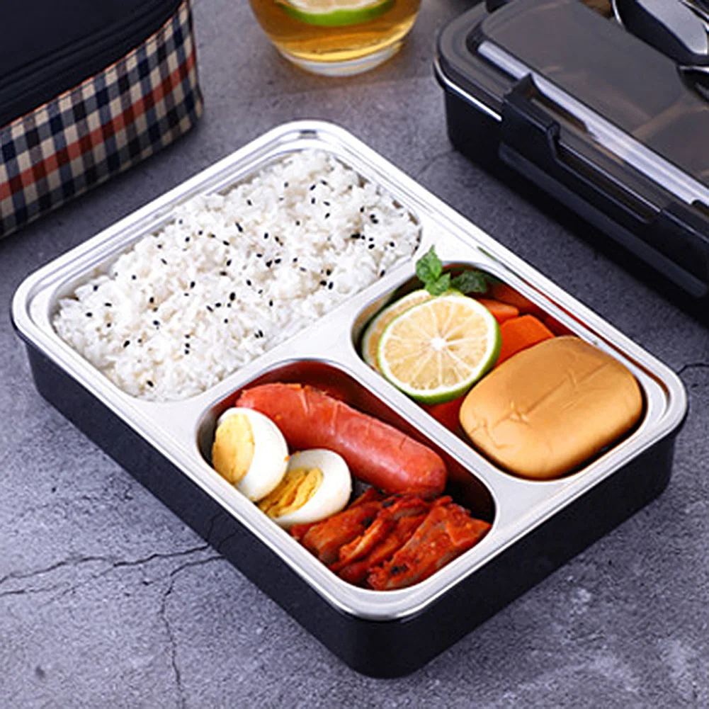 1200 мл Ланч-бокс из нержавеющей стали Bento контейнер для еды с ложкой палочки для еды набор для пикника Портативный Ланч-бокс es столовая посуда коробка для еды