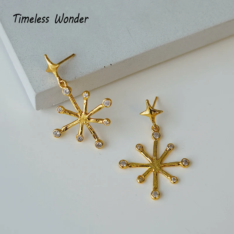 

Timeless Wonder Glam Zirconia Snowflake Stud Statement Earrings Women Jewelry Gothic Boho Punk Runway Designer Star Ins 2324