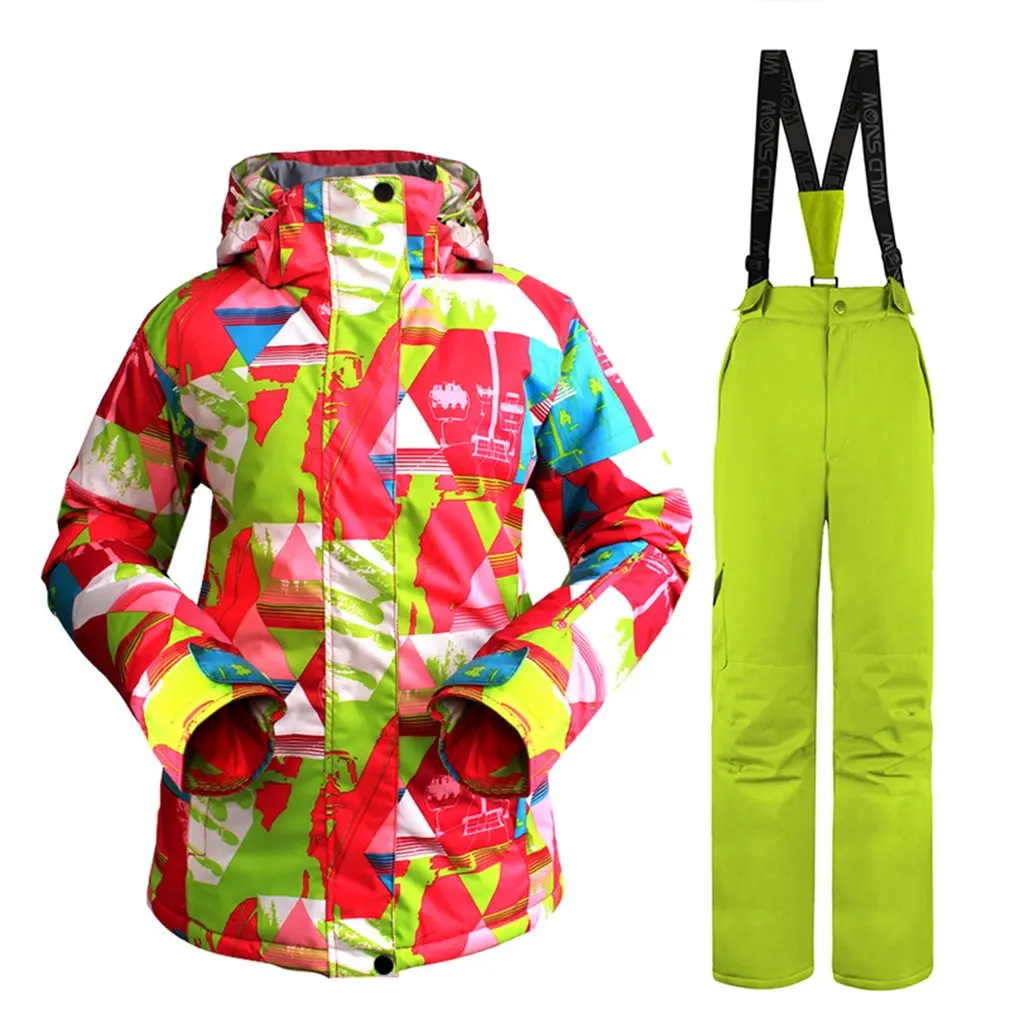 

Camouflage High quality Warm dress Women Skiing Clothing Waterproof Snowboarding Suit Sets Jackets+Pants Snow Costumes