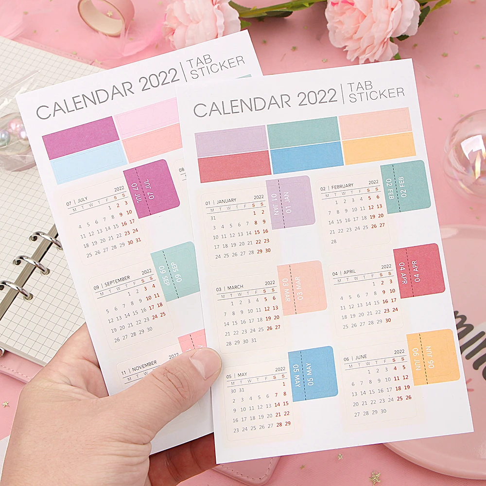 2022 Schedule 2 2 Sheets 2022 Calendar Notebook Index Stickers Functional Planner Monthly  Schedule Agenda Bookmark Stationery Stickers|Sticky Notes| - Aliexpress
