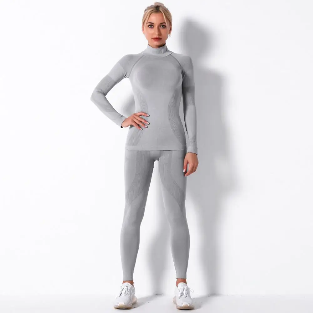Women Thermal Underwear Suit Spring Autumn Winter Quick Dry Thermo Turtleneck Underwear Sets Fitness Knitted Long Johns,thermal underwear sets