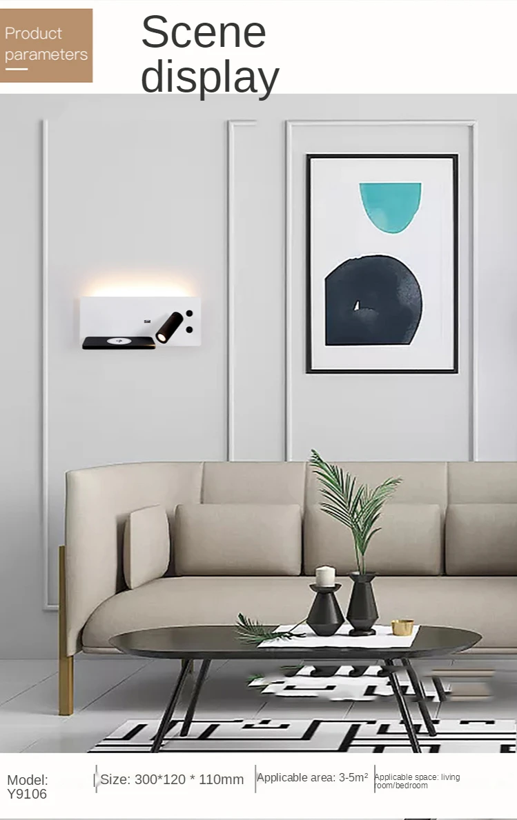 wall lights for bedroom Led For Bed Wall Sconce With USB Wireless Charging Table lamps Room Reading Modern Interior Wall light Bedside Bedroom lights art deco wall lights