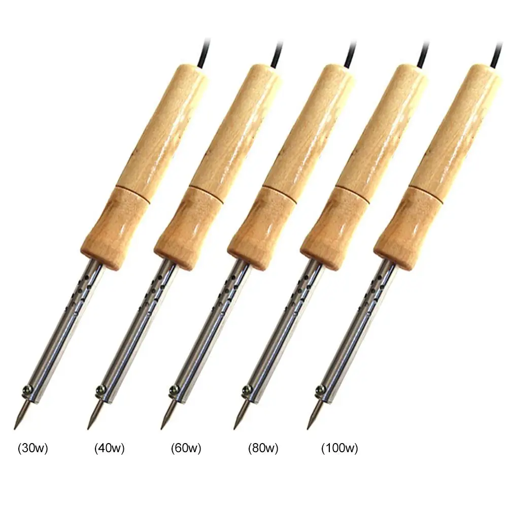 220V Wood Handle Mini Soldering Iron Rework Station Electric Solder