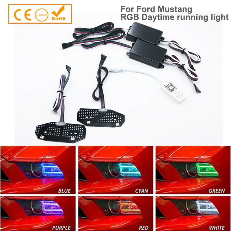 1SET RGBW LED DRL Board Car Lights Daytime Running Lamp Day Light For Ford Mustang 2013 2014 2015 2016 2017 Car Styling