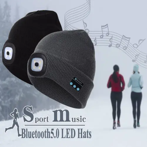 Новинка, модная женская и мужская теплая шапка, Bluetooth светодиодный, беспроводная смарт-шапка, гарнитура, наушники, динамик