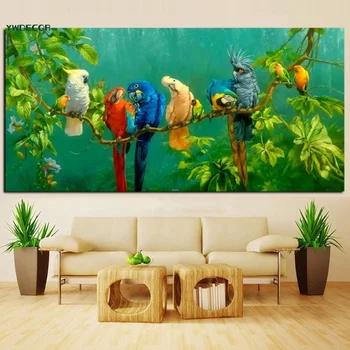 

Artistic Parrot Bird Branches Wood Landscape Oil Painting on Canvas Posters Wall Art Pictures For Living Room (No Frame)