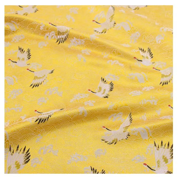 red-crowned crane 1/2meter Chinese style brocade jacquard satin fabric for Cheongsam Kimono and bag Patchwork Needlework