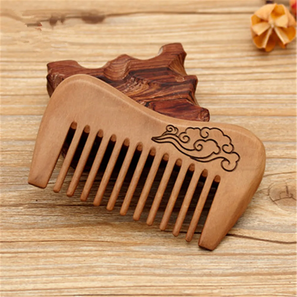 

1pc Natural Peach Wood Comb Close Teeth Anti-static Head Healthy No-static Massage Hair Care Wooden Haircut Tool