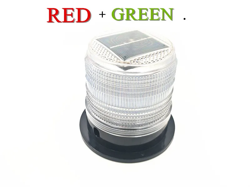 RED and GREEN Белый цвет, синий, красный светодиодный Предупреждение ющий светильник на солнечной батарее, автомобильный сигнальный светильник для безопасности дорожного движения и дорожного движения, сигнальный светильник s, сигнальный светильник для морской безопасности - Цвет: RED and GREEN