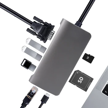 

BORUiT USB C HUB to Multi USB 3.0 HDMI Adapter Dock SD Reader Slot PD for MacBook Pro Huawei Accessories Type C 3.1 Splitter