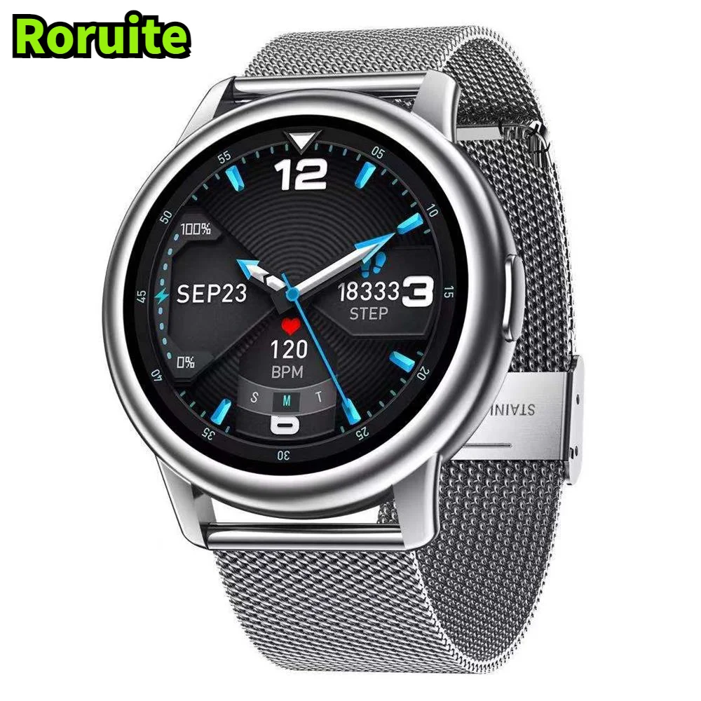 Roruite Men's Smart Watch 3 HD Full Touch Screen Sports Fitness IP68 Waterproof Smartwatch Suitable for Men and Women Huawei IOS