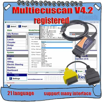 

2020 Hot Sell MultiEcuScan V4.2 Registered Unlimited Multi Ecu Scan for Fiat Can Work with ELM327