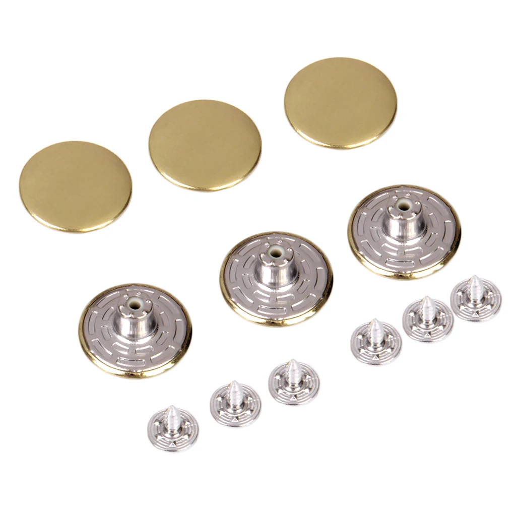 Jeans Glossy Buttons, Hammer On, 20mm, Pack Of 6 Sets, Antique Brass  Replacement Jean Button