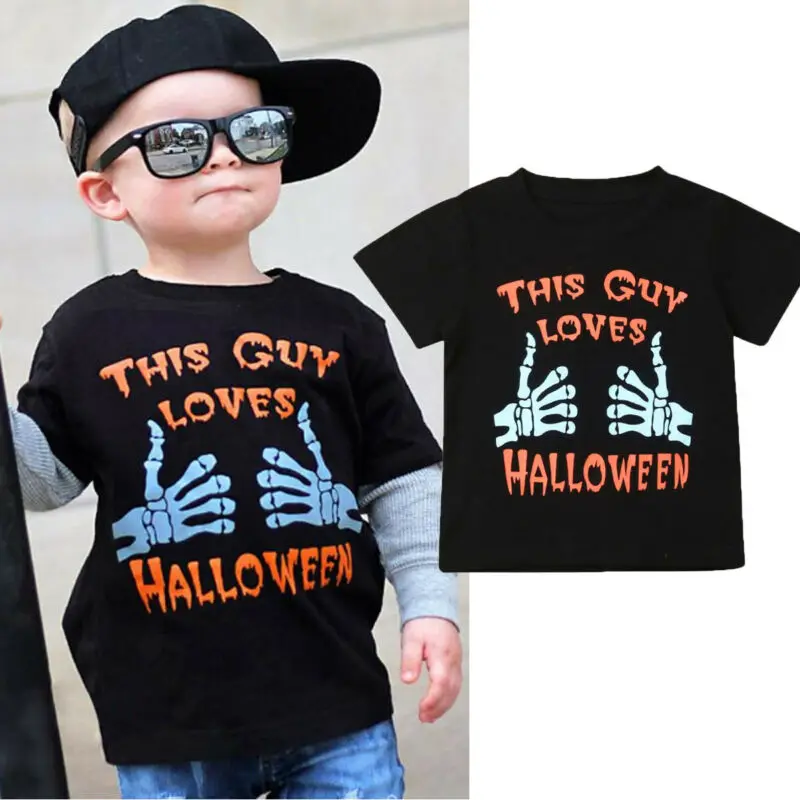 1-5Years Kids Child Baby Girls Boys Halloween Short Sleeve Tops Blouse T Shirt Clothes Costumes