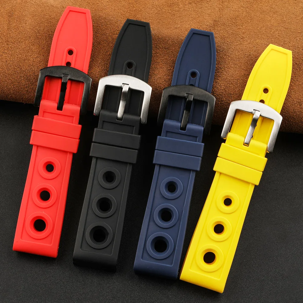 

Malaysia Silica Gel Rubber Watch Strap Adapter Men Analog Watch Oceans 22MM Black Blue Red Men's 22mm watch band 22mm strap