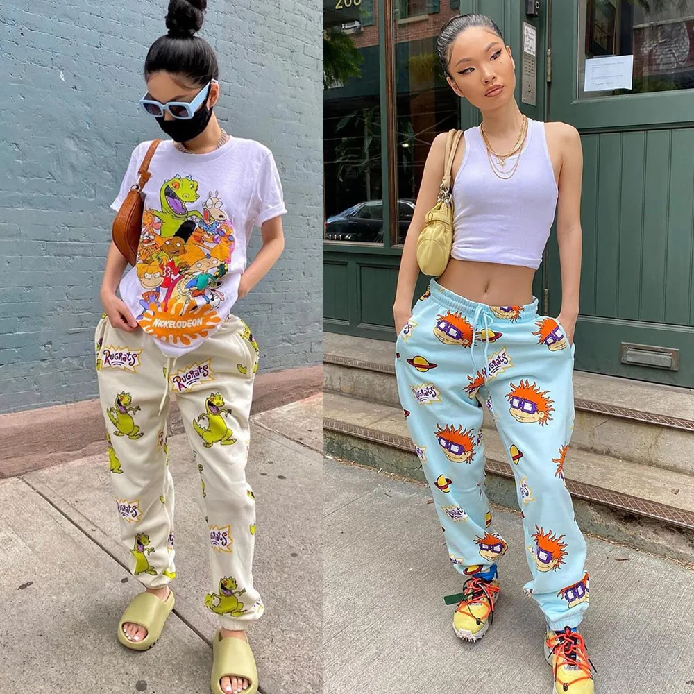 

Chocomist Pant Casual Streetwear Hip Hop Pant Cartoon Print Women Pants H144