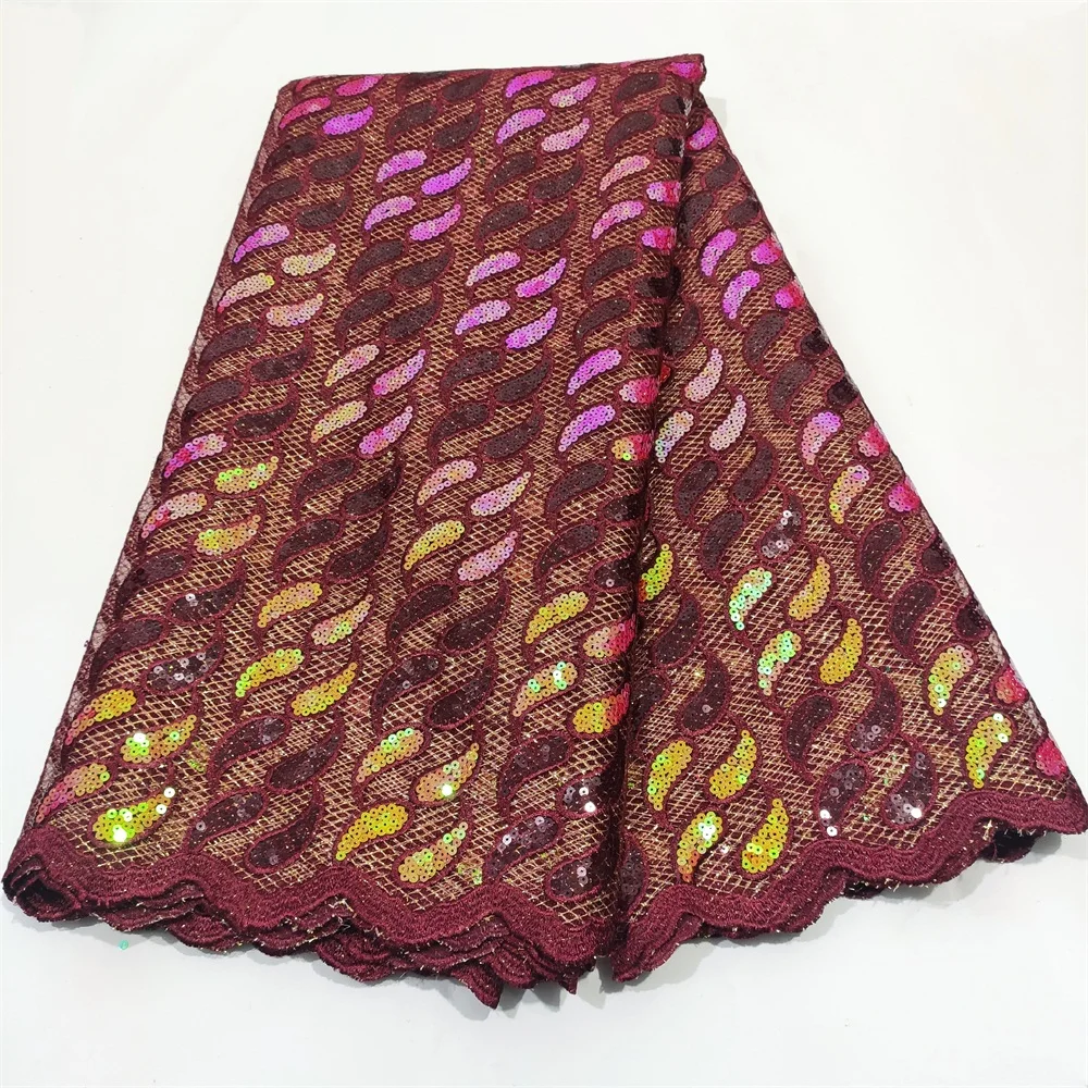 

5 Yards African Net Lace French Sequin Fabric Pink Latest Sequence Lace fabrics 2021 Aso Ebi Nigeria Lace Fabric For Wedding