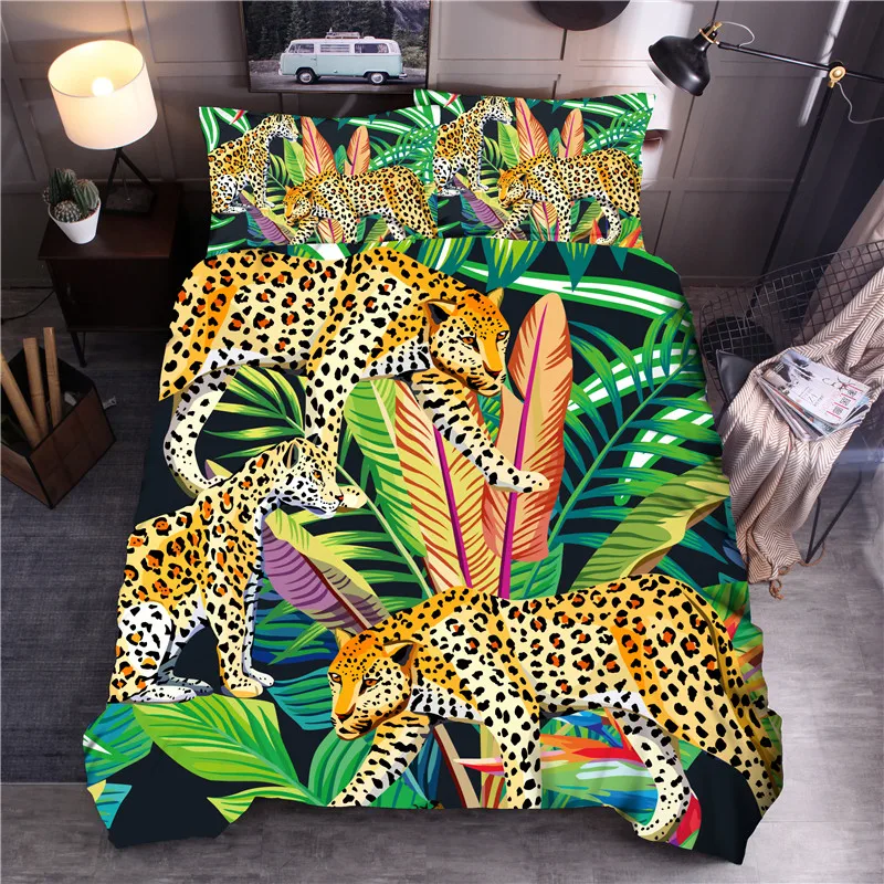3D животных печати постельных принадлежностей тигр пододеяльник с принтом мягкая постельное белье наволочка пододеяльник набор Королева Король Размер
