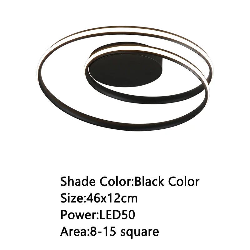 black 46x12cm 50w Современные светодиодные потолочные лампы для гостиной спальни Кабинета белый/черный цвет поверхностного монтажа Потолочный светильник - Цвет корпуса: black 46x12cm 50w