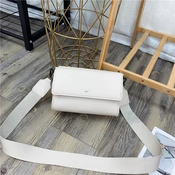 

2020 new bag PU leather solid color soft leather fashion shoulder Messenger bag wild Xiaoqing ladies double bag