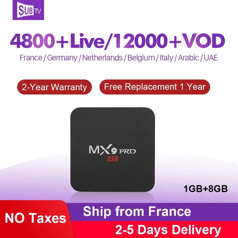 

IPTV France Italia Portugal Spain SUBTV IPTV Box MX9pro Android 8.1 TV Box 1G 8G IPTV France Arabic Turkey IP TV German French