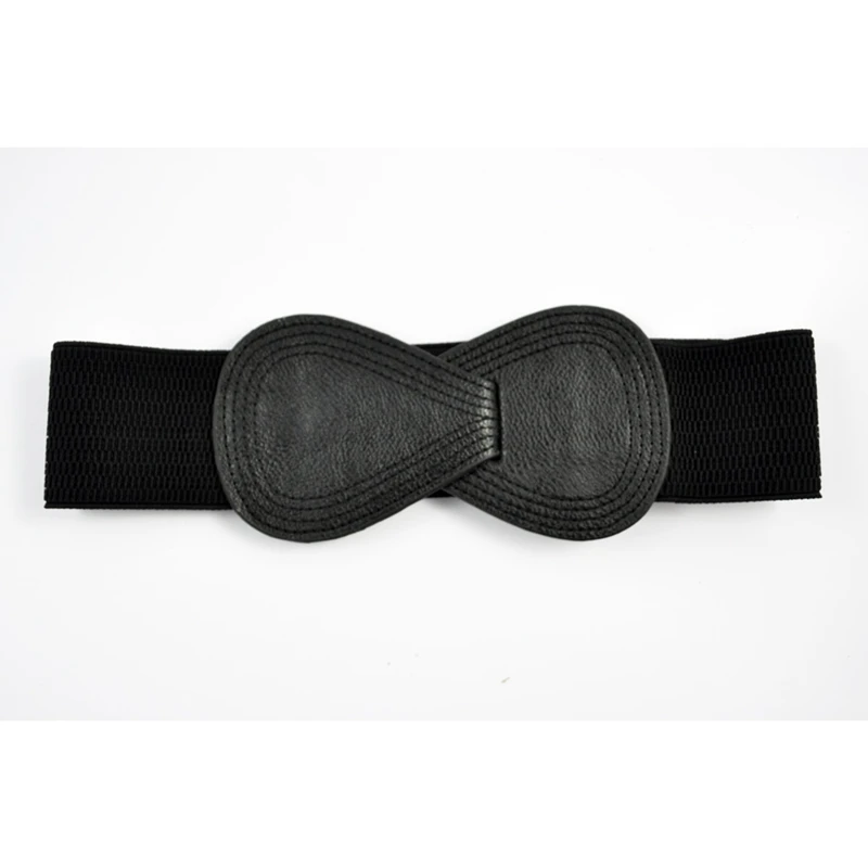 SODIAL(R) 8-shaped Блокировка пряжки эластичный кинч ремень черный для женщин