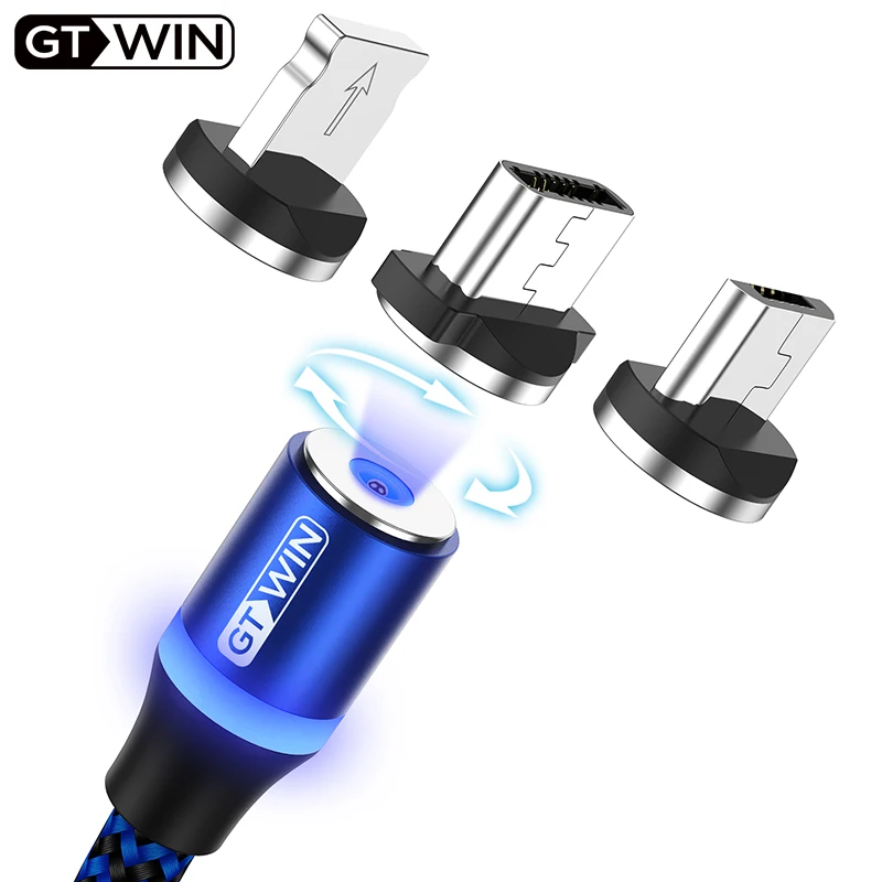 Gtwin magnético usb tipo c cabo para samsung xiaomi para iphone 11 x micro usb cabo de carregamento rápido USB-C cabo ímã plugue cabo