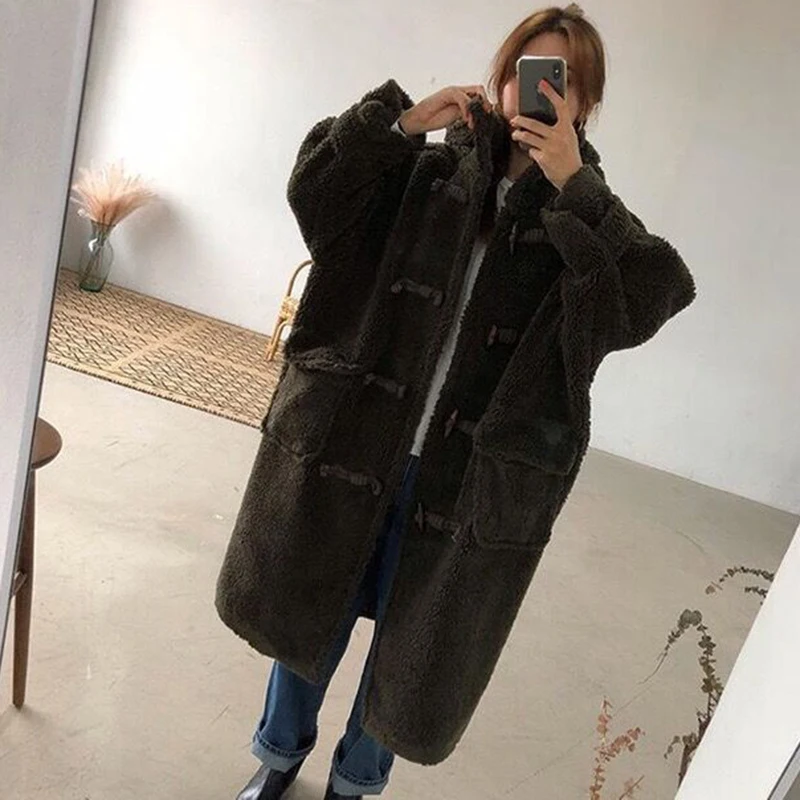Getвесеннее женское меховое пальто с капюшоном, утолщенные зимние меховые шубы, Женская кофейная модная винтажная зимняя куртка, теплая парка, Новинка