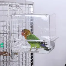 Двойной крюк висячая модернизированная клетка для ванной птицы Регулируемая большая с ясным видом для домашних животных Y5GB
