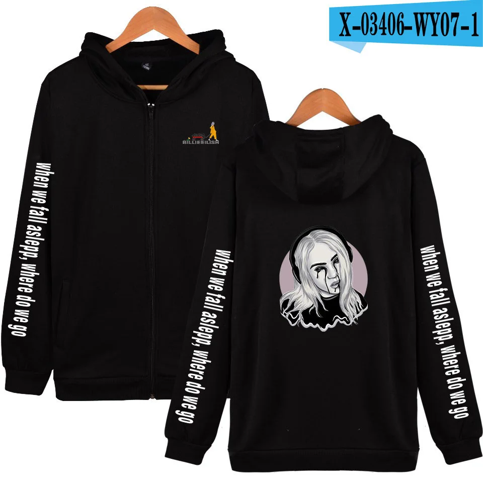 Billie Eilish мужские женские худи толстовки с капюшоном куртки мужские флисовые уличные теплые спортивные пальто с капюшоном бархатная Толстовка - Цвет: D black
