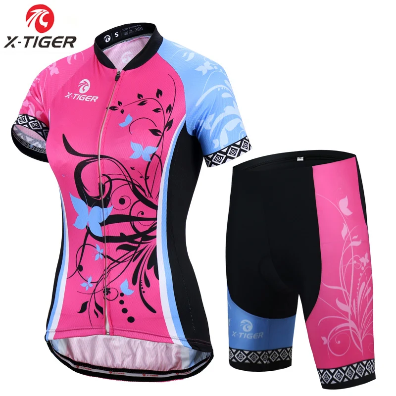 Cycling Set X-тигр летом Для женщин MTB велосипеда Велосипедная форма дышащая Mountian Велосипедный Спорт одежда Ropa Ciclismo быстрый сухой Велоспорт Джерси Наборы для ухода за кожей - Цвет: Cycling Set