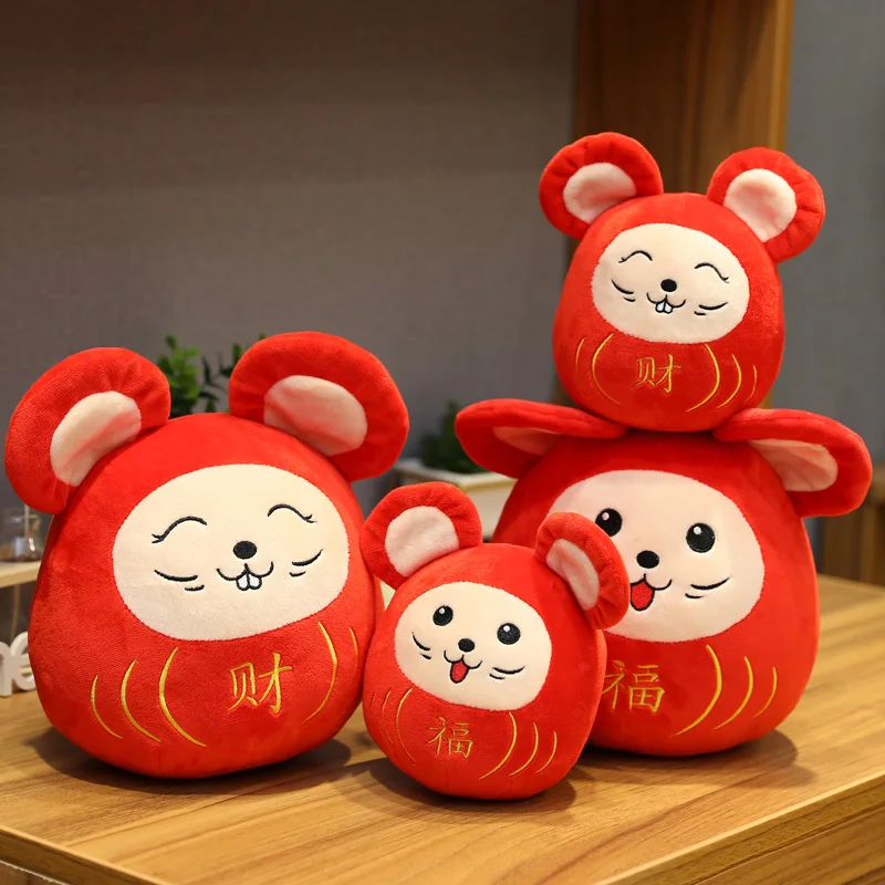 

New year Rat Mascot lantern plush toy red make happy and money mouse high quality home deacoration new year gift for kids