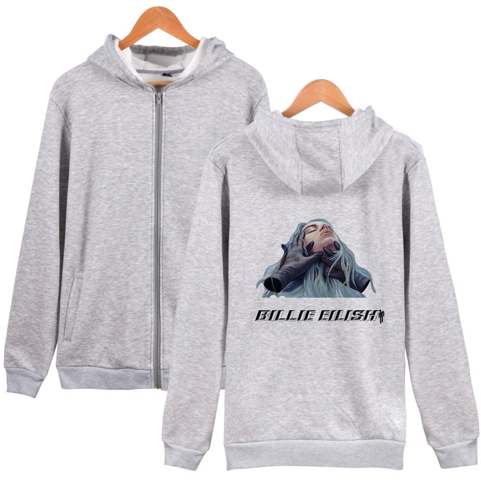 Лидер продаж Billie Eilish на молнии, толстовки, свитшоты, куртки Повседневное худи свободного кроя из Для мужчин Повседневное Мода Harajuku Повседневное Толстовка
