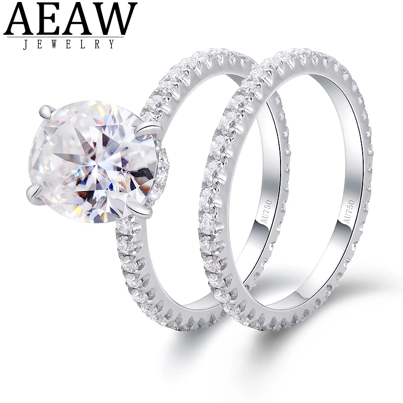 4.0ct quilates 8X10mm DF Color radiante corte anillos Moissanite con 18K 750 oro blanco para mujeres Aniversario de compromiso regalo de boda - AliExpress y accesorios