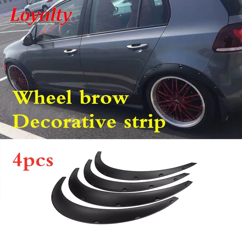 

Loyaty 4pcs Universal Flexible Car Fender Flares Extra Wide Body Wheel Arches Durable Universal Wheel Brow Decorative Strip