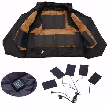 

5V USB Charged Clothes Heating Pad Electric Heating Sheet With 5 Gear Adjustable Temperature Heating Warmer Pad For Vest Jacket