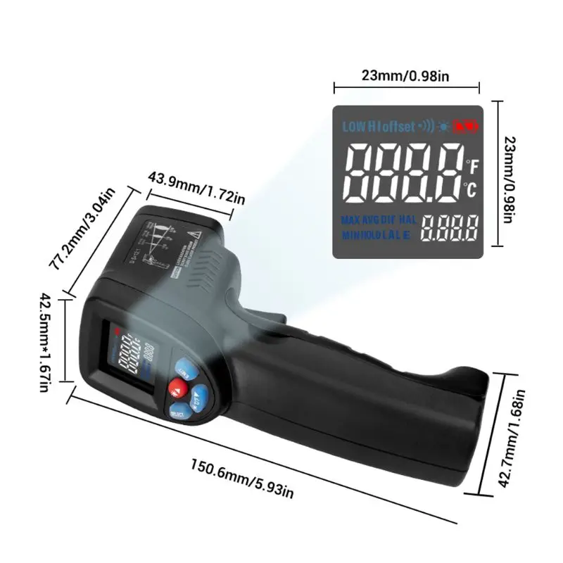 50~ 550℃(1022℉) цифровой Бесконтактный температурный пистолет-лазерный инфракрасный термометр