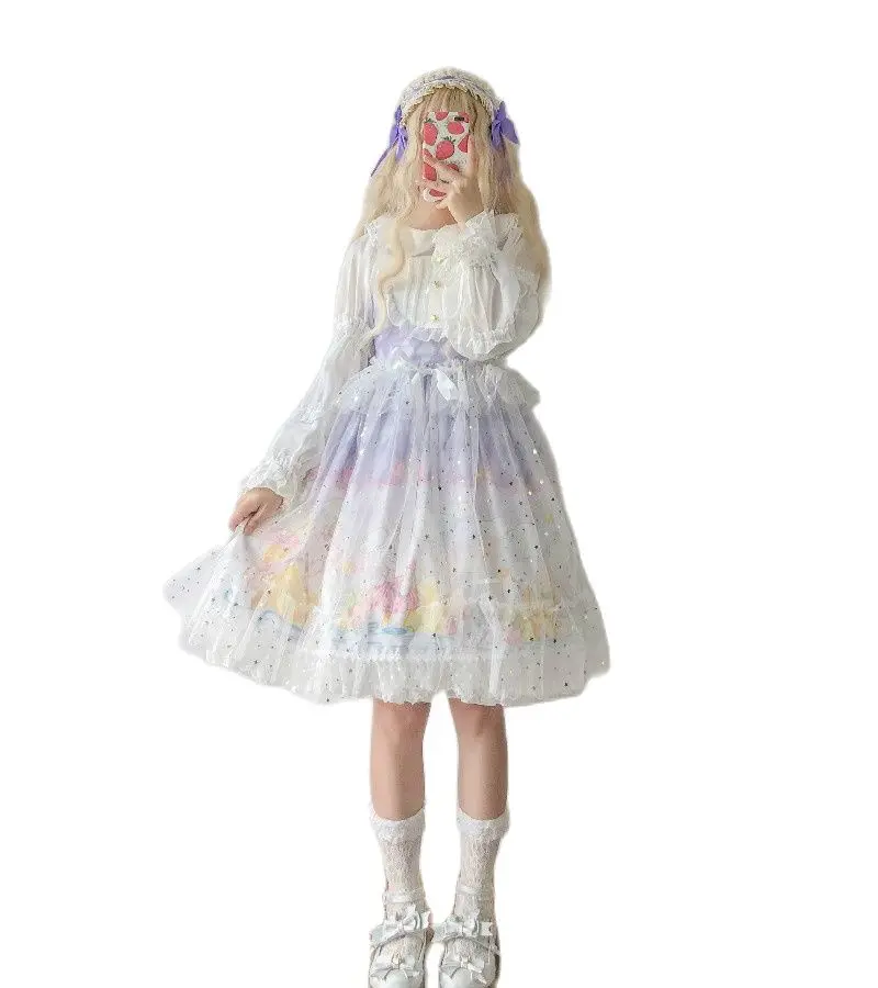 Вечернее платье Лолита kawii винтажное милые платья Лолиты принцессы с принтом