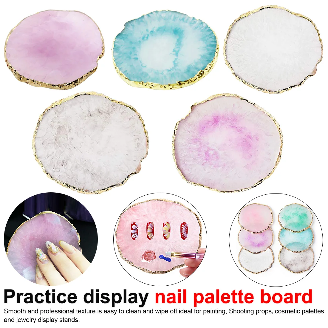 

1 Pcs Practice Display Nail Palette Board Natural Resin Varnish Color Showing Shelf Manicure Tool Gel Polish Nail Art Pallet