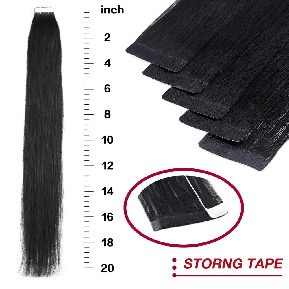 Neitsi Machine Made Remy Tape In Human Hair Extensions 20" Double Side Tape Straight Ombre Skin Weft Hair+ Free Exchange Tapes