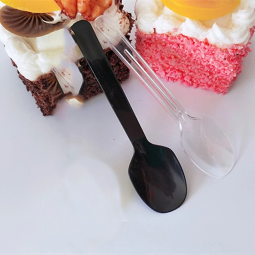 100 шт. прозрачный мини-пластиковые ложки вечерние Свадьба одноразовая посуда ложки для Желе Десерт, мороженое закуска