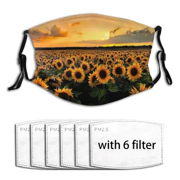 

Sunflower In Field Painting Outdoor Washable Air Pollution Unisex Cosplay Party Outdoor Cool Mouth Cover Mask