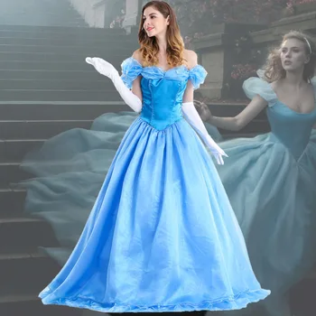 

Fancy Dress Deluxe Adult Cinderella Costume Women Fancy Dress Ball Gown Halloween Princess Costume Role Play Carnival Sexy Party