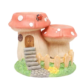 

Micro Landscape Artificial Flowers Succulent Plants Pot Tiny Creative Flower Pot Holders Hanging Garden Design(Mushroom)