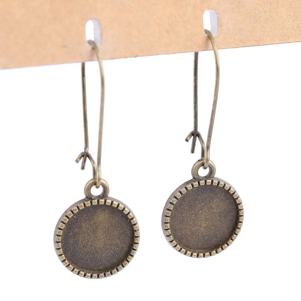 

20pcs antique bronze 12mm cabochon earring dangle base setting blanks diy bezel accessories for earings making supplies