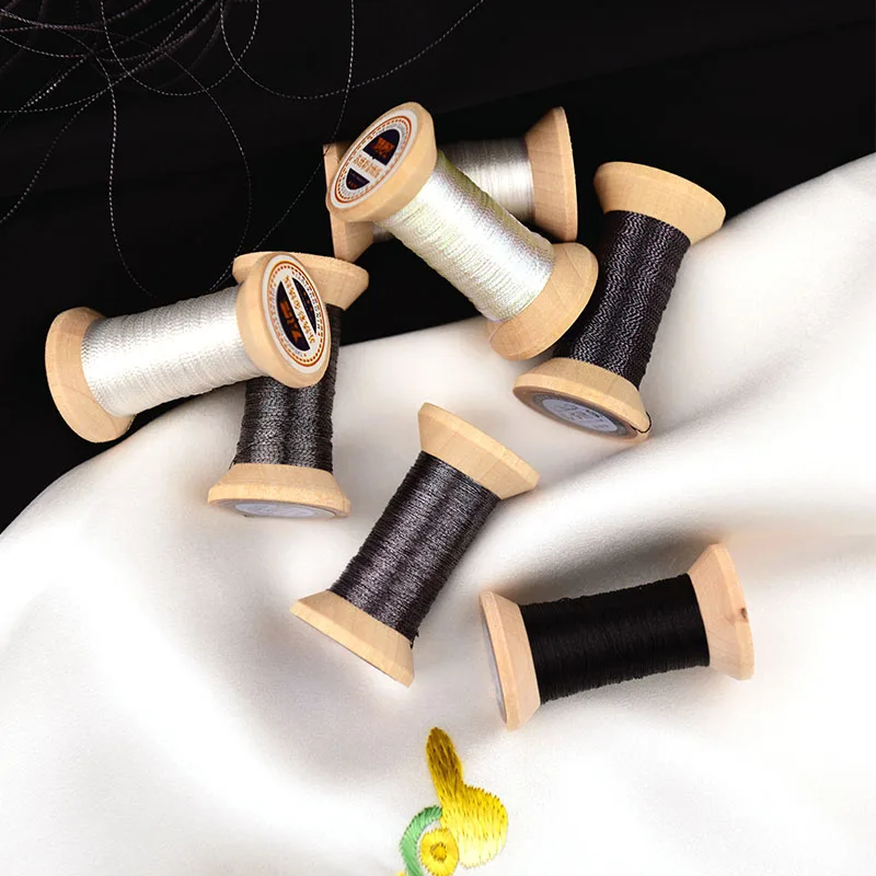 black and white series of Gold thread/French embroidery thread/embroidery spool/colorful gold embroidery thread /50 meters/roll