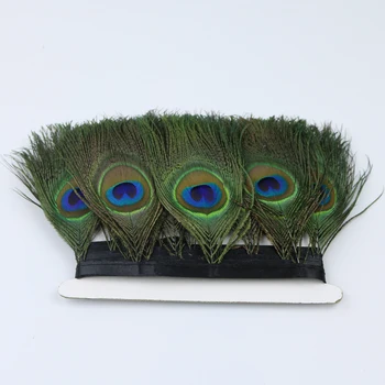 

Wholesale 10meter Natural Peacock Feathers Trim Fringe 10-15cm Plum for Clothing Dress Sewing Accessories Decoration Crafts