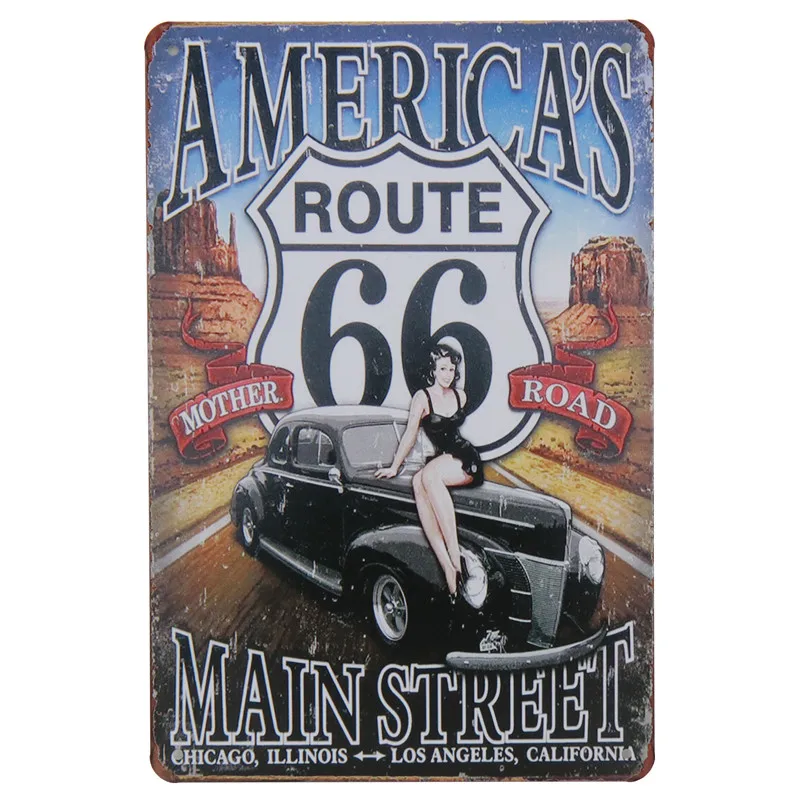 T US Route 66 вывески Бар Паб до ретро-наклейки металлическая пластина плакат живопись винтажная жестяная вывеска жестяная художественная стена гараж домашний декор H19 - Цвет: T